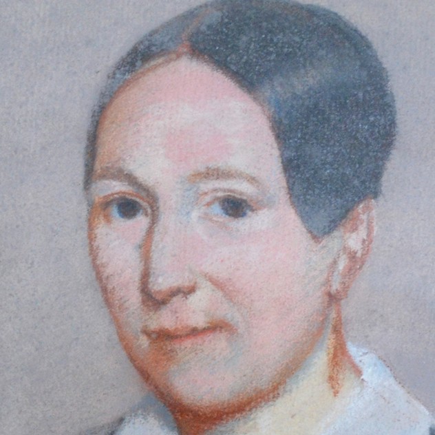 19thC Pastel Portrait, Woman with White Collar-barnstar-Pastel Portrait with White Bow2 _main_636512806435046487.jpg